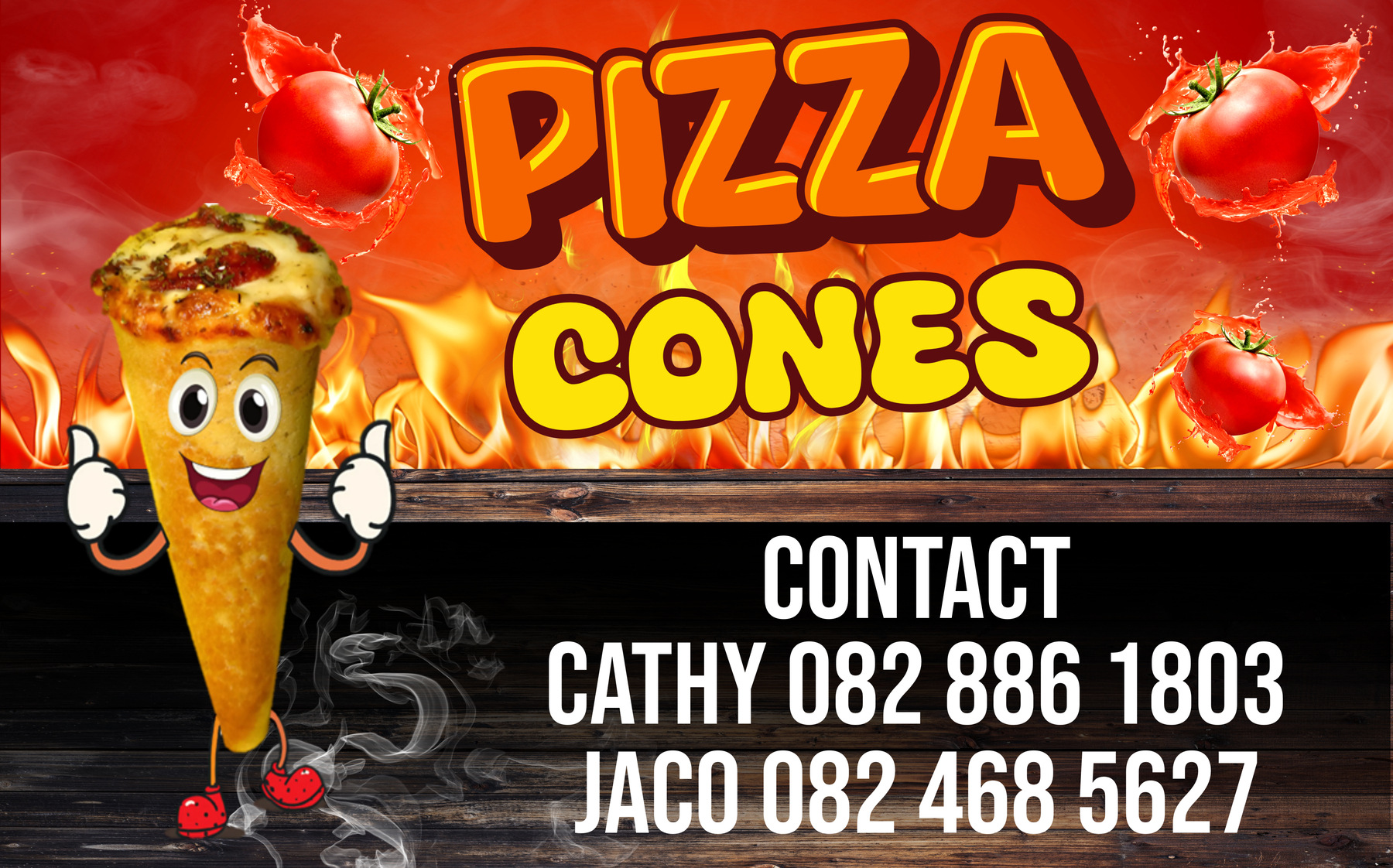 Grobbies Pizza Cones Banner – Pizza in a cone in South Africa
