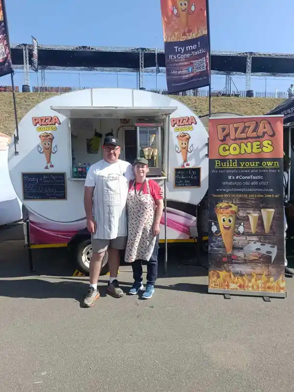 Grobbies mobile pizza cone catering setup